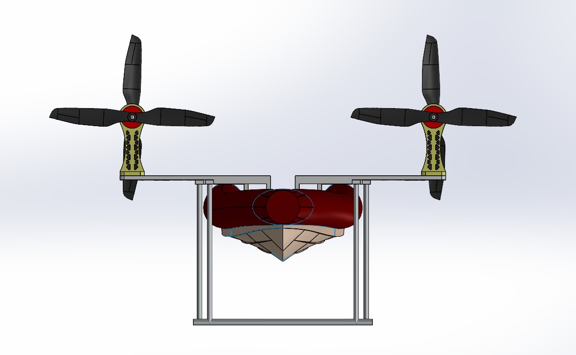 Vessel CAD model with propulsion system